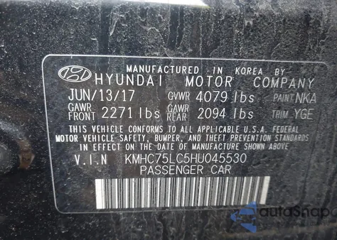2017 Hyundai Ioniq Hybrid Sel z USA, uszkodzony, nr VIN KMHC75LC5HU045530